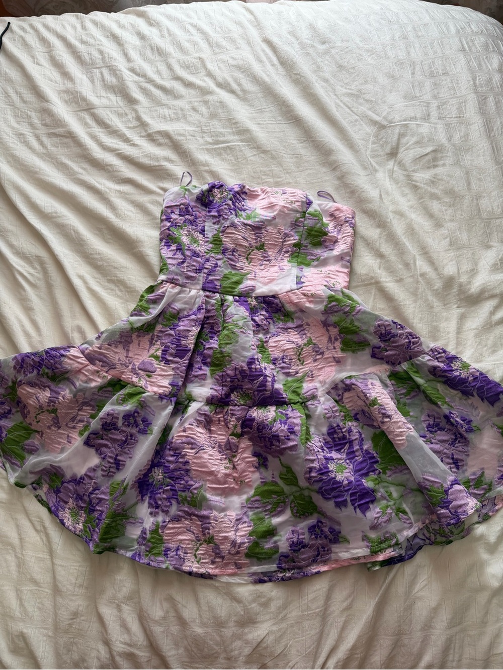 Pink & Purple Floral Strapless Dress